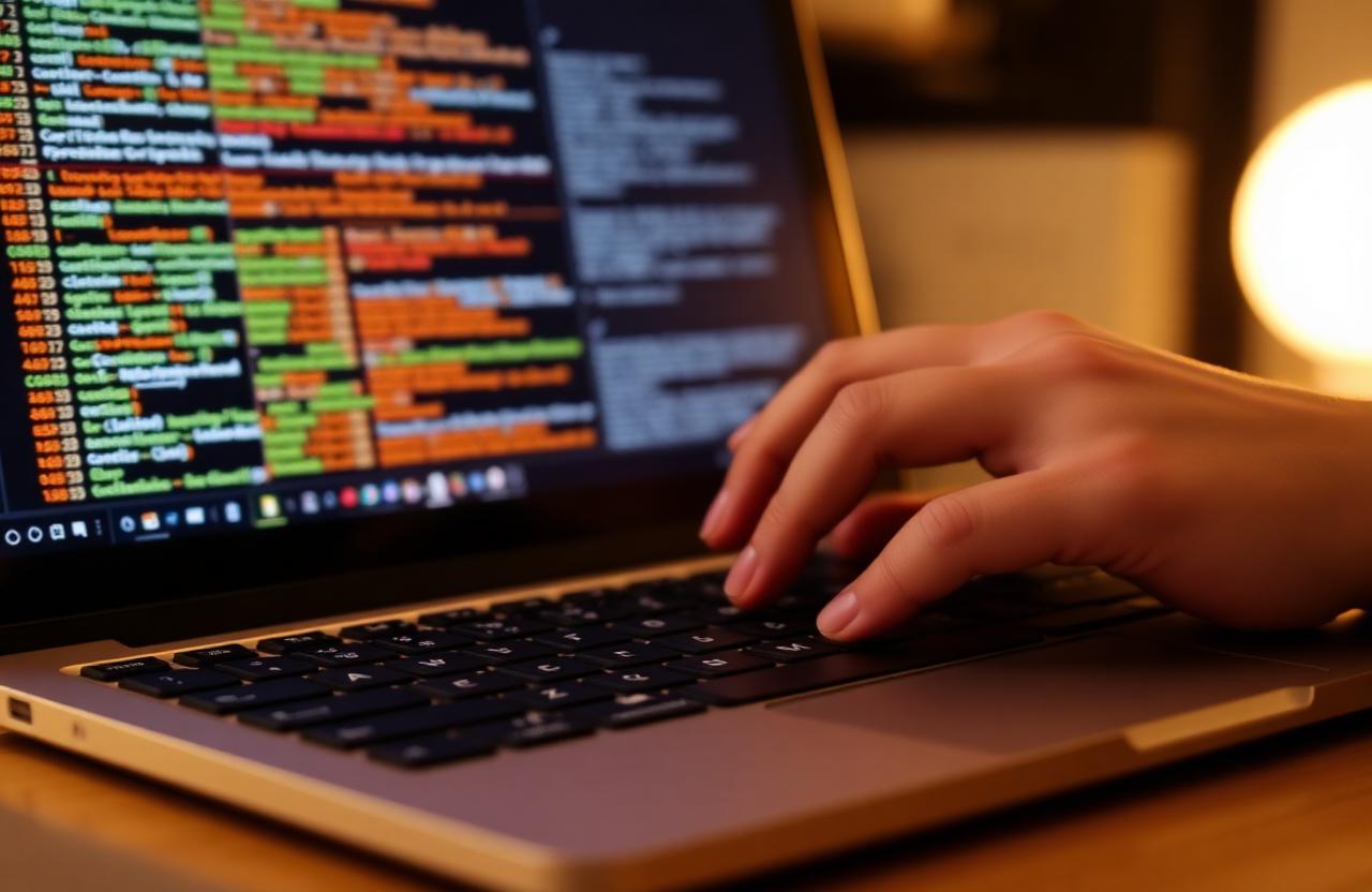 Coding on a laptop